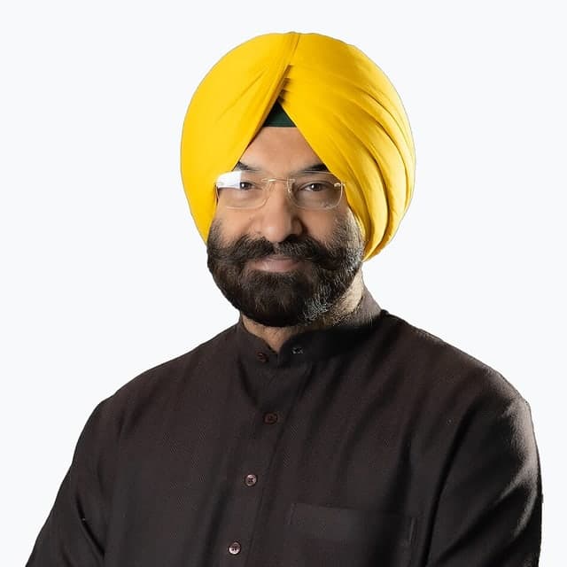 Portrait of Manjinder Singh Sirsa, Minister for Industries and Environment.